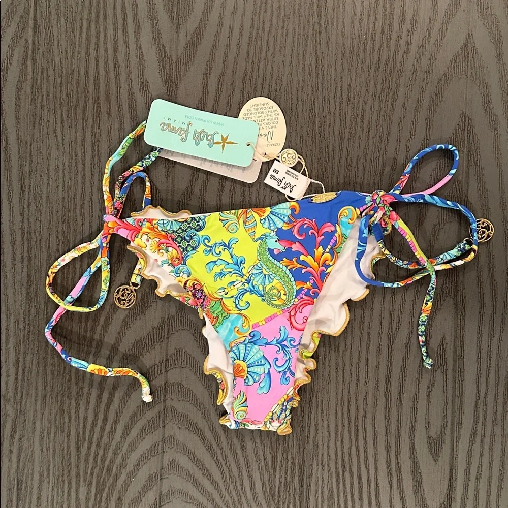 Luli Fama Vibrant Blue Pink Yellow Paisley Triangle Bikini - Picture 7 of 11